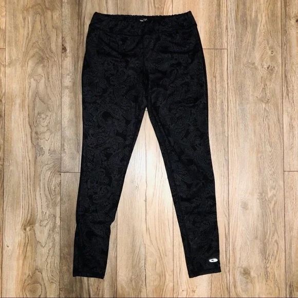 Champion Black/Gray Paisley Print Duo Dry Leggings - Picture 1 of 7